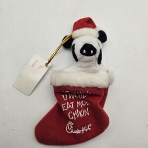 Chick-fil-A Cow Christmas Stocking Ornament Plush 2008 Eat Mor Chikin Dr Pepper